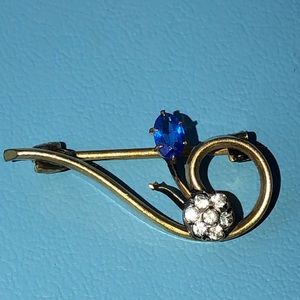 Vintage Antique marked GOLD TOP Rhinestone pin